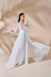 Natasha Plunge Neck Formal Chiffon Maxi Dress